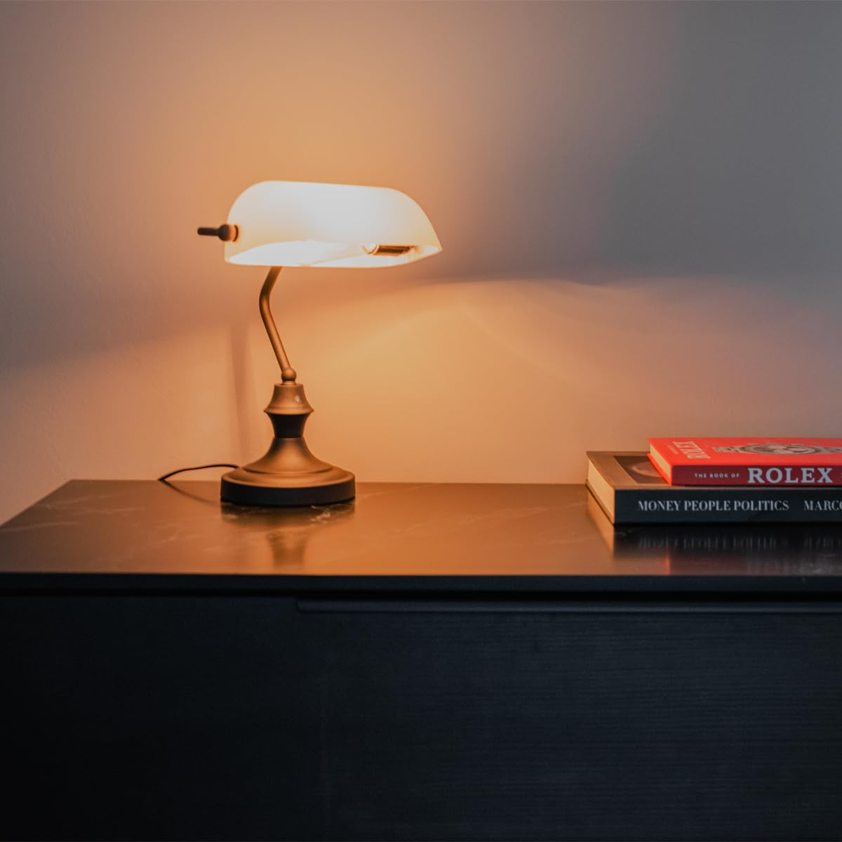 Qazqa classic-antique Schreibtischlampe - Banker - Weiß, max. 60W, Geeignet für LED, 34.5cm,