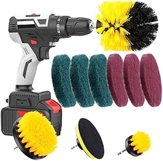 Drill Brushes for Cleaning Kit DINSONG 10 Pack Electric Drill Scrubbing Brush Attachment Set, 2"3"3.5"4" Power Scrubber Drill Brush Kit Fits Most Drills, Great for Pool Bathroom Toilet Car Floor