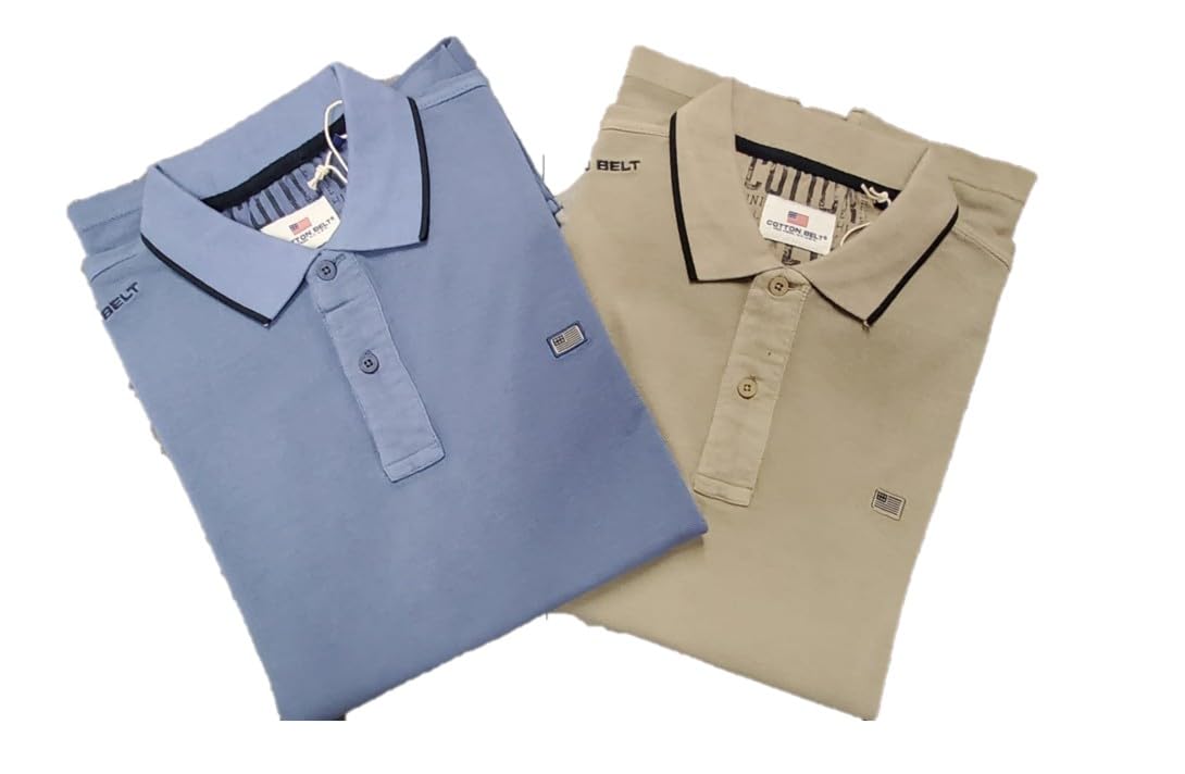 PDA - Polo para hombre, color liso, puro algodón, manga larga, bordes en contraste