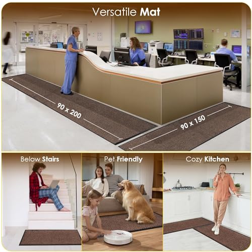 BLADO Door Mat Barrier Mat Non Slip Rubber Mats Washable Light Weight Heavy Duty, Brown, 40cm x 60cm - Image 2