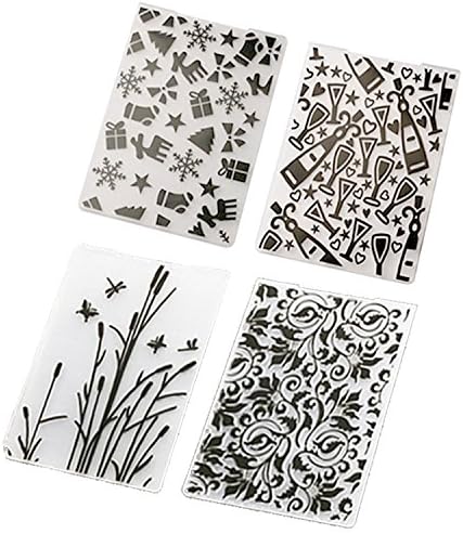 Migavan Embossing Folder,4 Assorted Patterns Embossing Folder Plastic Templates Molds Tools for DIY Craft Scrapbooking Photo Album Card Decoration Style B