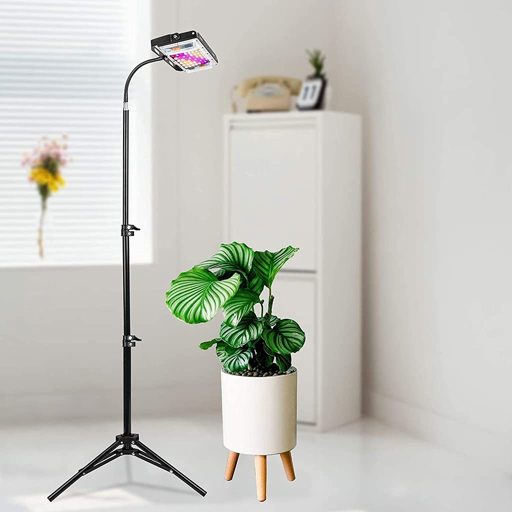 Grow Light con Soporte,Luz de Planta de Suelo LED de Espectro Completo de 50 W,con Interruptor de Encendido/Apagado,Lámpara de Planta LED con Cuello de Cisne Ajustable