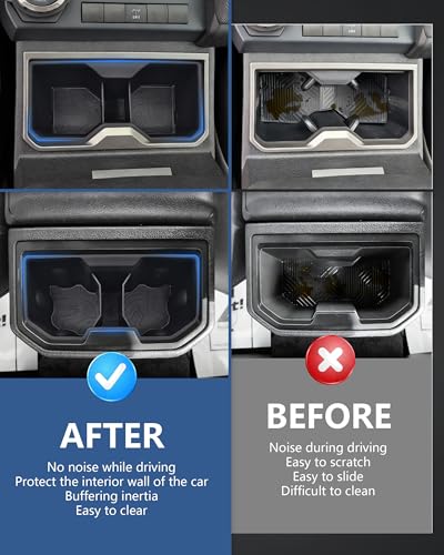 Image of Cup Holder Inserts for Toyota Tacoma 2024 2025 2026 Accessories, Non-Slip TPE Center Console Front & Rear Cup Holder Protector Organizer for Tacoma Interior Accessories