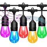 2-Pack 48FT String Lights Outdoor Sync with Music, RGB Muti Color Waterproof LED Patio Lights...