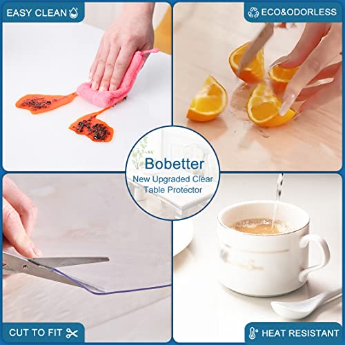Bobetter Round 36 Inch Clear Plastic Round Table Top Protector Pvc Tablecloth Cover Vinyl Cover Easy Clean Furniture Topper Pad For Wood Dining Living Room Accent Coffee Patio Table Mat Desk Pad #TOP3