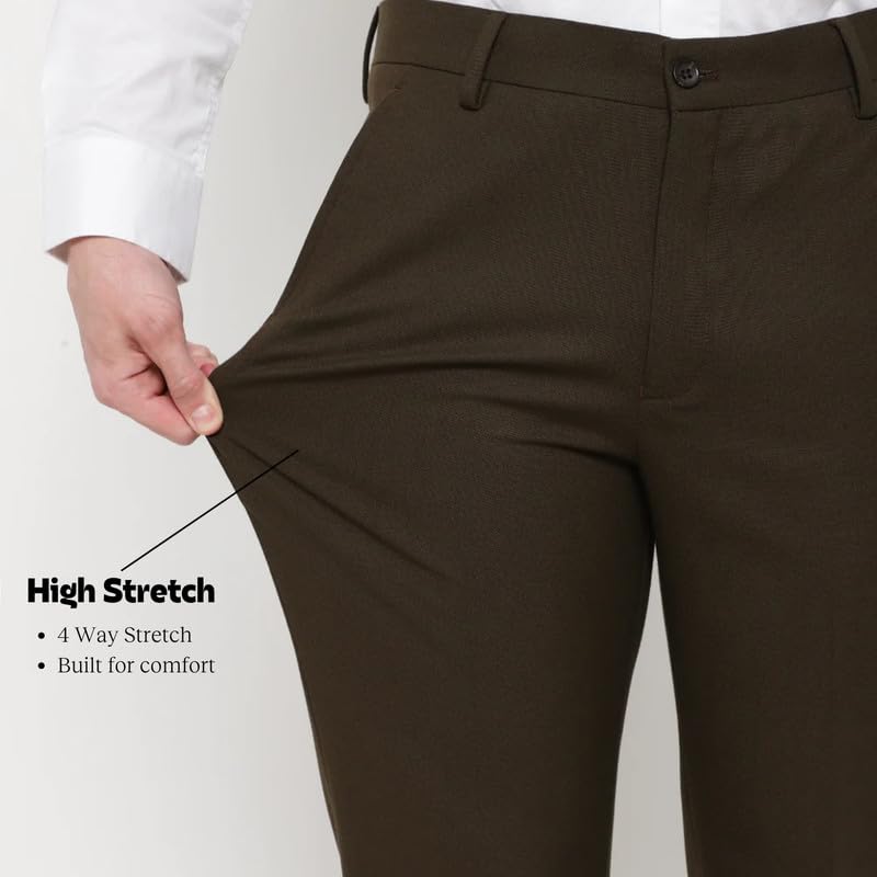 Image of SUBTRACT Slim-Fit Stretchable Lycra Formal Pants for Men with Flexible Waistband | Stylish Men's Wear Trousers for Office or Party |Dress Trouser Pant