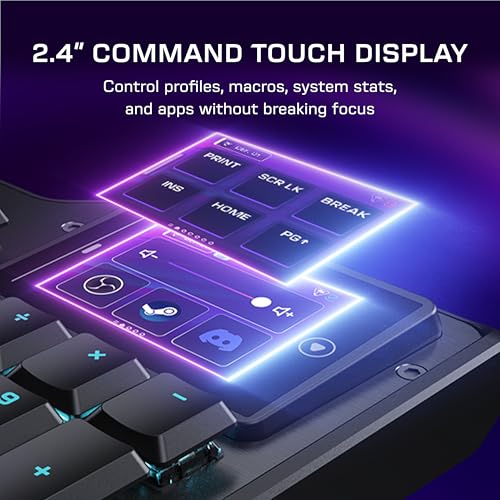 Image of Turtle Beach Command Series KB5 Full-Sized Mechanical PC Gaming Keyboard | Touchscreen Command Display, Low-Profile Mechanical Switches, Double Shot PBT Keycaps, True 8K Polling, Per Key RGB, Black