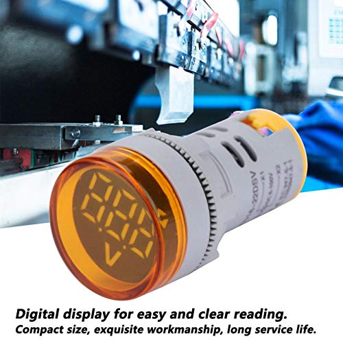 Image of Digital Mini LED Display Voltmeter, DC 6-100V LED Voltmeter Light Digital Display DC Voltage Meter Indicator Round Lamp Tester (Yellow)