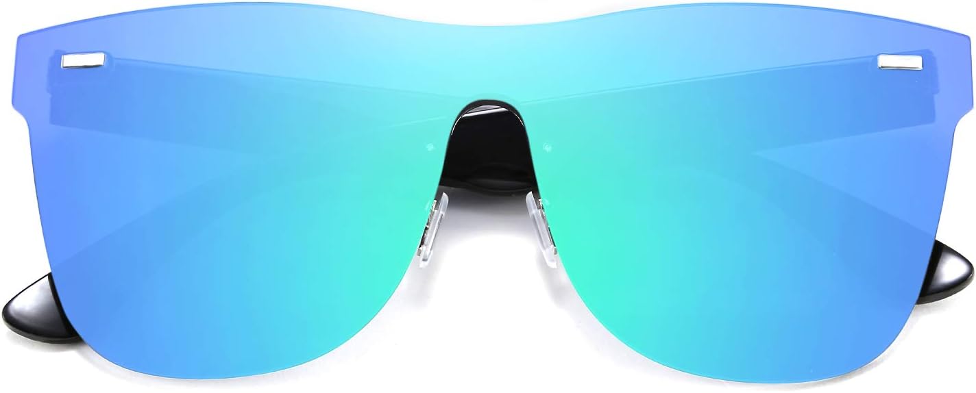 FEISEDY Mirrored Rimless Sunglasses One Piece Lens Reflective Sunglasses for Women Men B2647 - Image 2
