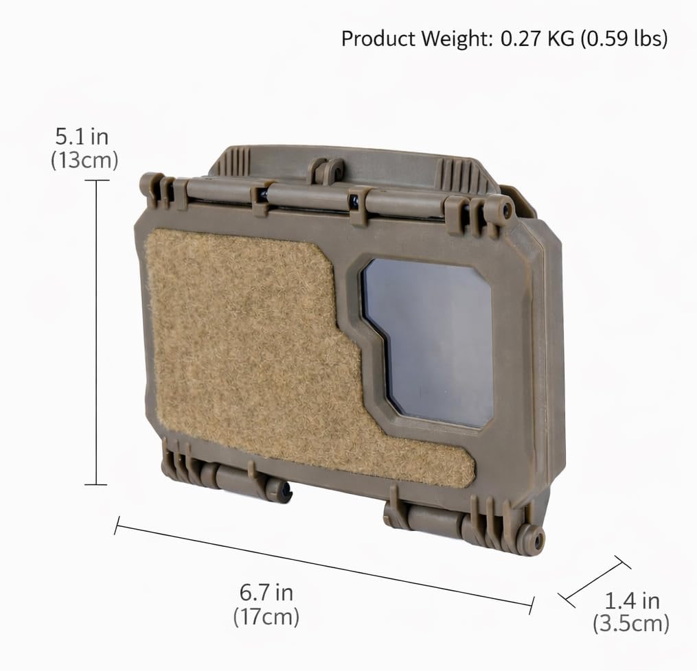 MOLLE-Compatible Phone Mount Case with Quick-Release Flip Cover, Clear Viewing Window, Adjustable Angle, Fits Most Smartphones, for Tactical Gear, Airsoft, Outdoor Use Camouflage