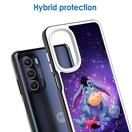 Cartoon Case Compatible With Moto G Stylus 5G Case 2022 Version Cute Purple Eeyore Cartoon Character Pattern Tire Anti-Slip Anti-Scratch Design Shockproof Protection Bumper Black Cover #TOP4
