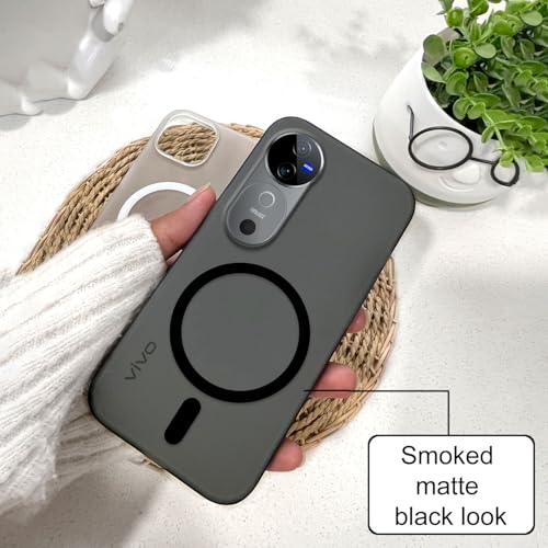 Image of COLORflow Back Cover Compatible with Vivo V40 5G | Black Matte Finish | MAG-Safe | Slim Soft Touch Case with Anti-Slip Grip & Camera Protection