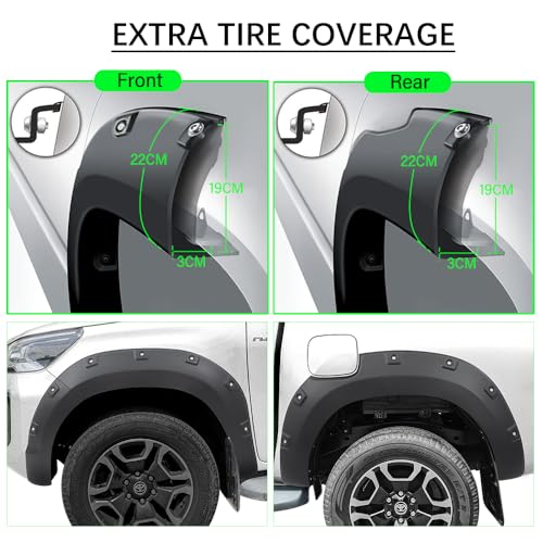 Guardabarros para Toyota Hilux 2021-2024 de doble cabina con pasos de rueda de 8,6 pulgadas 4