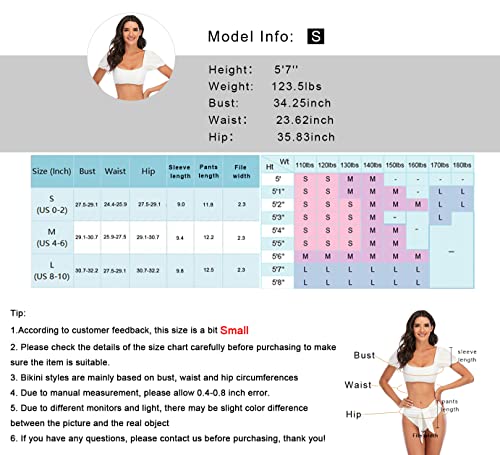 Women's High Waisted Bandeau Bikini Set,Fashion Puff Sleeve Swimwear Set Two Piece Swimsuit Sexy Beach Bathing Suits(White, S) #TOP4