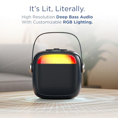 Image of Pebble Flare Portable Bluetooth Speaker with Deep Bass | TWS Pairing | RGB Lights | Auto Pairing | Compact Premium Design - Black