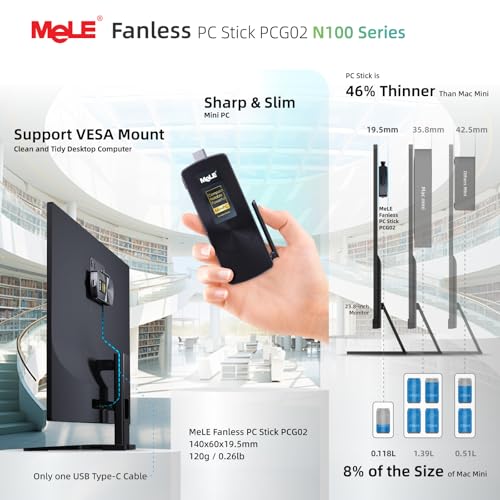 Image of MeLE QuieterDL Dual LAN Fanless Mini PC, N100 4GB 128GB Mini Computer | Dual 2.5G LAN, Full-function USB-C, 4K Triple Display, Silent Desktop, for Soft Router, Home, Office, Business