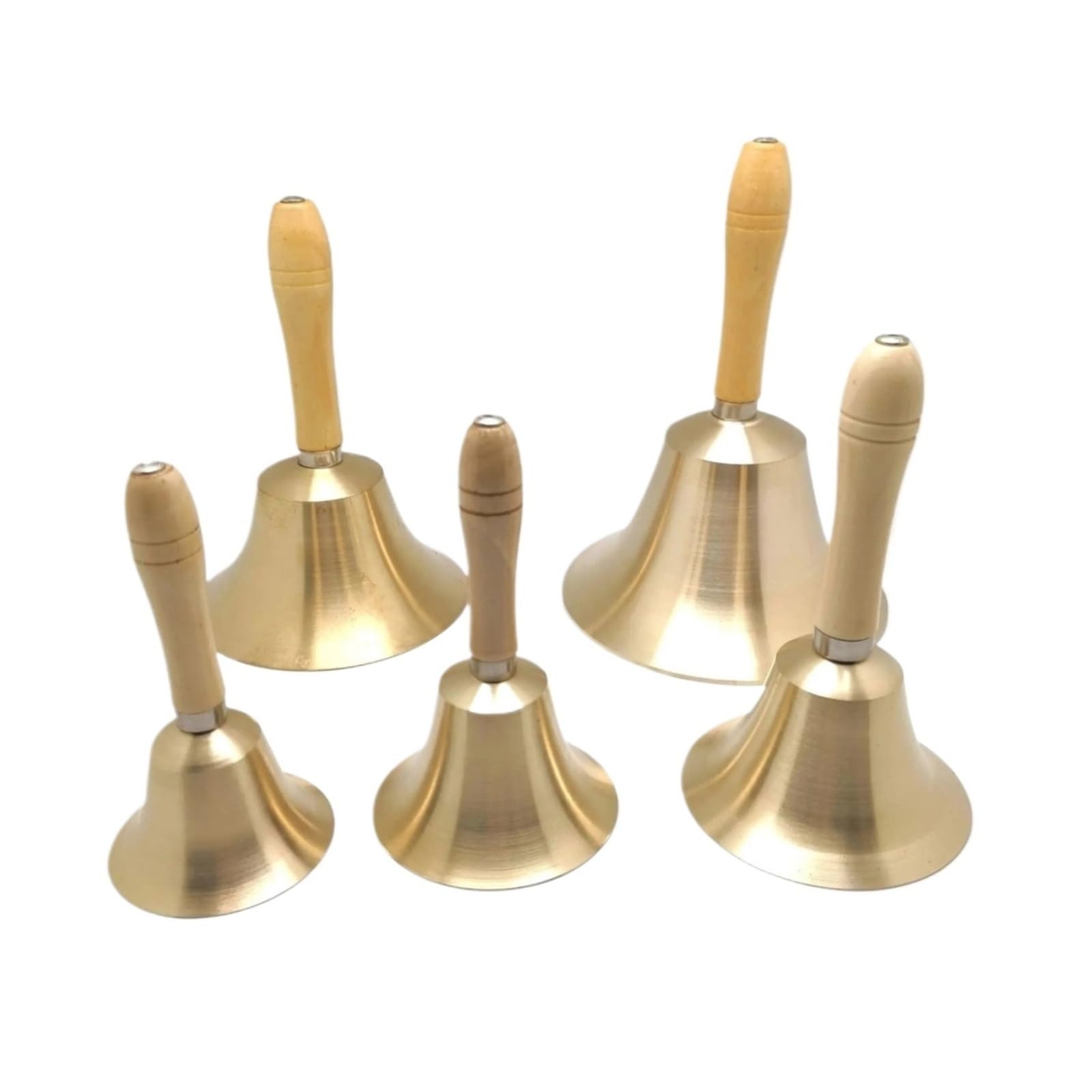 Campana de Mano Metal Campana de cobre con mango madera 8-17 cm | For recepción, cena, tienda, hotel, sonajero de mano, escuela, campanas, decoración(Diameter 17)