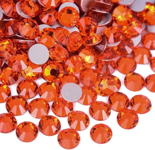 Image of 2880pcs Glass Flatback Rhinestones for Nail Art Crafts, Multi-Size Round Crystal Gems for DIY Decoration 2-4.8mm SS6-20 Orange