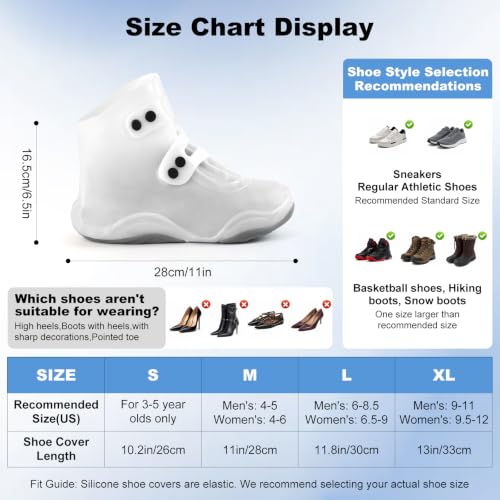 Rain Shoe Covers, Waterproof Shoe Covers - Unisex Reusable TPE Rain Boots with Adjustable Buckle & Non-Slip Sole for Hiking, Cycling, Commuting, Outdoor Adventures - Size M (Women 5-7, Men 5-6) — view 5