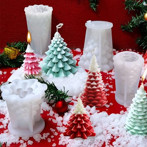 Kerzenform Fysl 2 Stück Silikon Weihnachtsbaum für DIY Kerzen