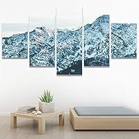 SIGNWIN 5 Panel Canvas Wall Art Snow Mountain for Home Decorations Ready to Hang - 60