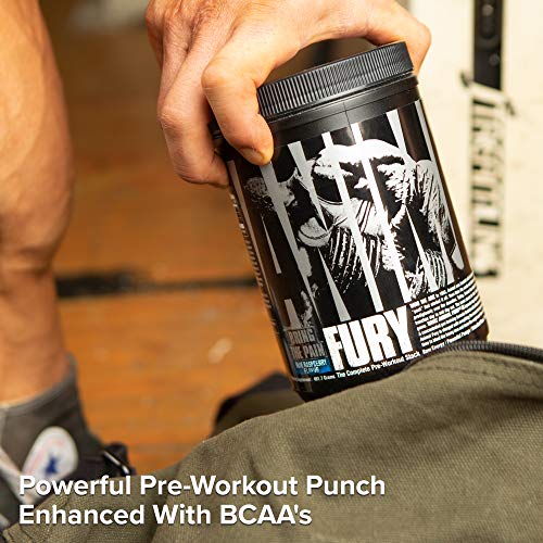Animal Fury - Pre Workout Powder Supplement For Energy And Focus - 5G Bcaa, 350Mg Caffeine Nitric Oxide Without Creatine - Powerful Stimulant For Bodybuilders - Blue Raspberry - 30 Servings, 17.3 Oz #TOP4