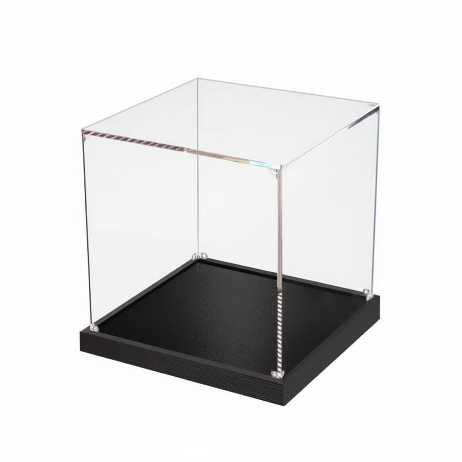 Caja Acrílica Transparente Fácil Montaje Cubierta Antipolvo Figuras Sin Pegamento Almacenamiento Doméstico para, 20x40x40 Cm Largo X Ancho X Alto, Base Negra