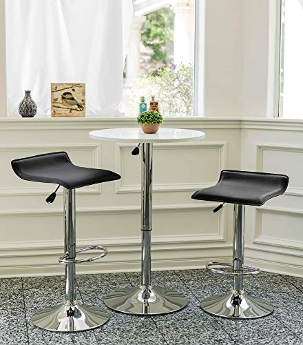 Image of Vogue Furniture Direct Adjustable Bar Stools Set of 2, Modern Swivel PU Leather Airlift Barstools, Backless Kitchen Counter Height Bar Chair for Dining Room (Black)