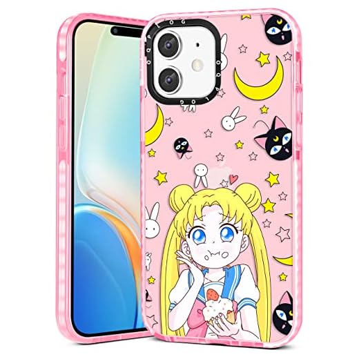 Coralogo for iPhone 12/12 Pro Case Cute Japan Anime Manga Character Moon Girls Pattern Girly Designer Cover Cartoon Kawaii Women Teens Bumper Soft Phone Cases Clear Design for iPhone 12/12Pro 6.1"