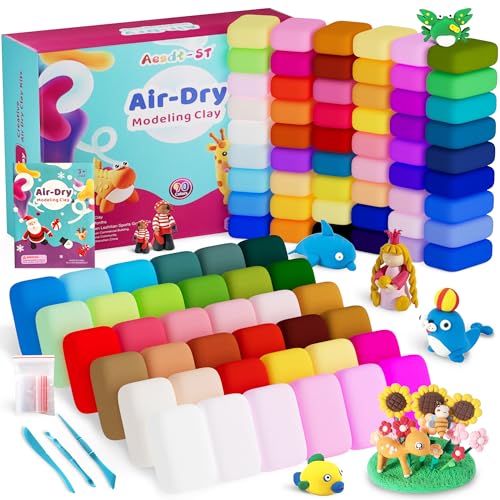 Air Dry Clay 90 Colors, Modeling Clay for Kids, DIY Model Magic Clay, Molding Clay Kit with Sculpting Tools, Non-Sticky Soft and Super Light, Arts and Crafts Gift for Boys Girls Kids.