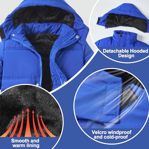 Image of UVIPC 6-12 Years Boys Winter Coat Kids Warm Jacket Wind Water-Resistant Puffy Coats Outwear Toddler Hood Fleece Inner