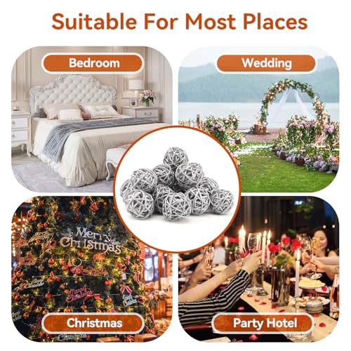 Rattankugeln 20 Stück - Rattan Bälle Dekorative Kugeln Vasen Füller, Party Ball Für Schalen, Rattan-Kugeln Für Hochzeit, Rattan Kugeln Für Gartenhochzeitsfeier Weihnachten