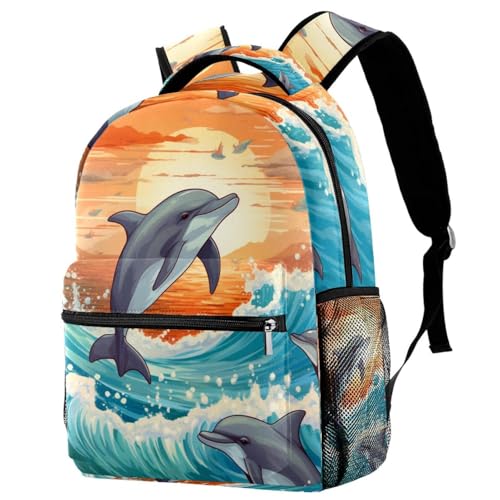 Sac à dos dauphin avec porte-bouteille ergonomique et imprimé multicolore