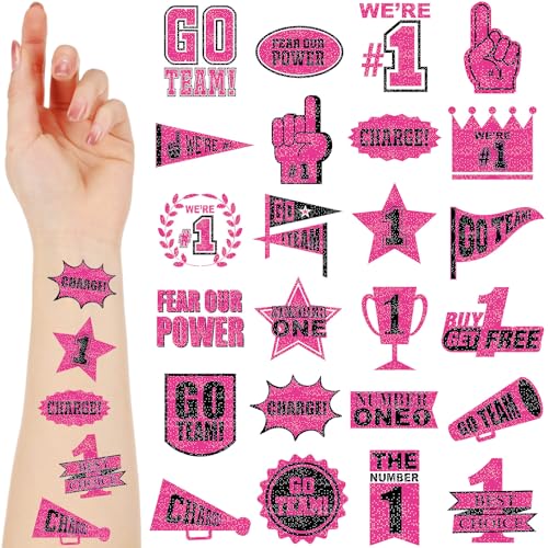 Landhoow Pink Black 240 Pcs School Spirit Tattoos Football Spirit Item
