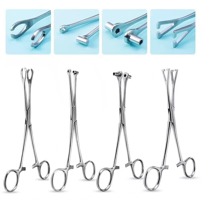 4 pcs Professional Surgical Steel Belly Ear Tongue Septum Lip Piercing Forceps Tweezer Clamp Plier Closer, Opener Needle Clamp