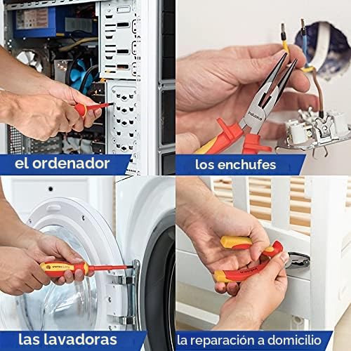 Juego de herramientas aisladas VDE de 14 piezas con pinzas de electricista y juego de destornilladores de electricista, probado hasta 10.000 voltios