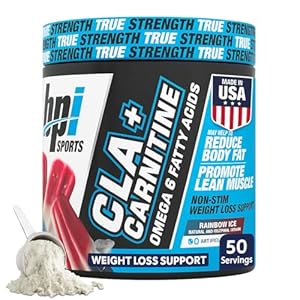BPI Sports CLA+Carnitine – CLA L Carnitine & Linoleic Acid – L Carnitine Supplement for Weight Loss, Metabolism & Lean Muscle – Caffeine Free – Rainbow Ice – 50 Servings – 12.34 oz