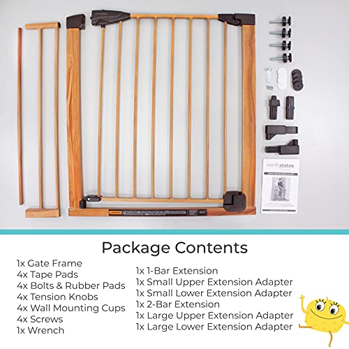 Toddleroo by North States 40.5" Wide Woodcraft Steel Baby Gate with Auto Close: Self-Closing gate with Hold-Open Feature. Pressure Mount. Fits Openings 29.75” to 40.5” Wide (30" Tall, Brown) - Image 6