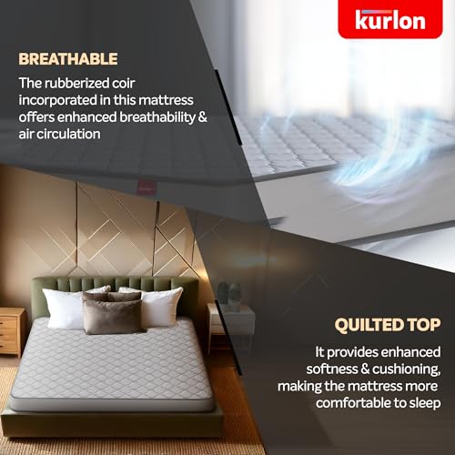 Image of Kurlon Klassic Essential Mattress | ACD Technology | Rubberized Coir | STR8 Coir Pad | HR Foam | Medium Firm Comfort | Polar Fleece Fabric | Double Quilted Layer | Double |84x48x5| 10 Years Warranty