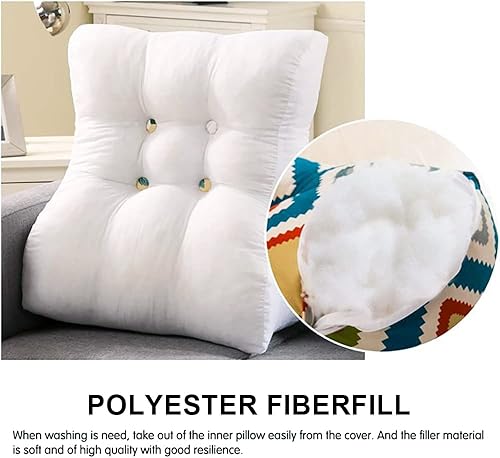 Miniatura 5 de WOWMAX Funda de algodón PP-algodón con cuña triangular relleno de polipropileno, soporte de posicionamiento, cojín de respaldo de lectura, cojín