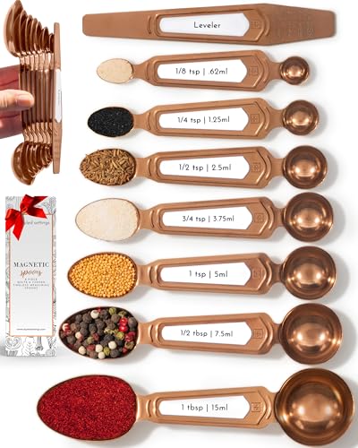 8-Piece Magnetic Copper Measuring Spoons