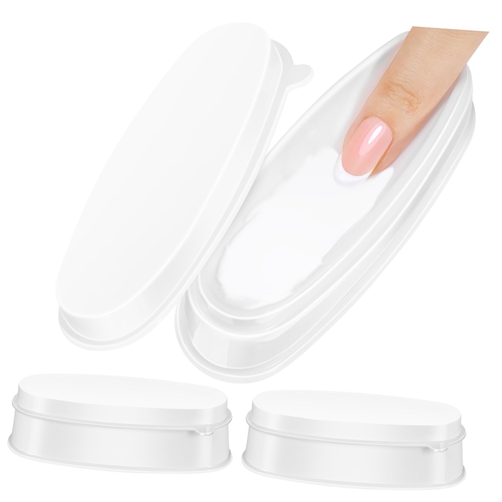OUNONA 3 Piezas Bandejas de Plástico para Inmersión de Polvo de Uñas Contenedores Prácticos con para Manicura Francesa DIY Duraderos y Seguros para Profesional y Hogar