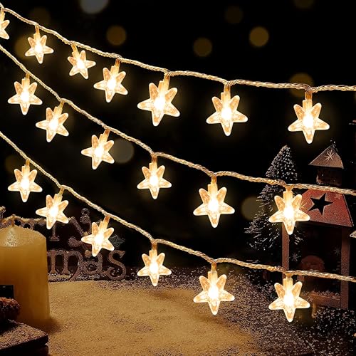 Gesto Serial String Lights - 14 LED Crystal Star, 10 Feet Warm White Fairy Lights for Home,Mandir,Pooja Room, Deepawali & Diwali Decoration, Christmas Tree Decoration,Festival Decorative Lights