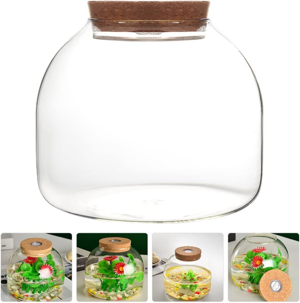 PATKAW ガラステラリウムジャー容器 多肉植物テラリウム エコロジカルボトル コルク蓋付き 多肉植物シダ苔 空気植物のディスプレ
