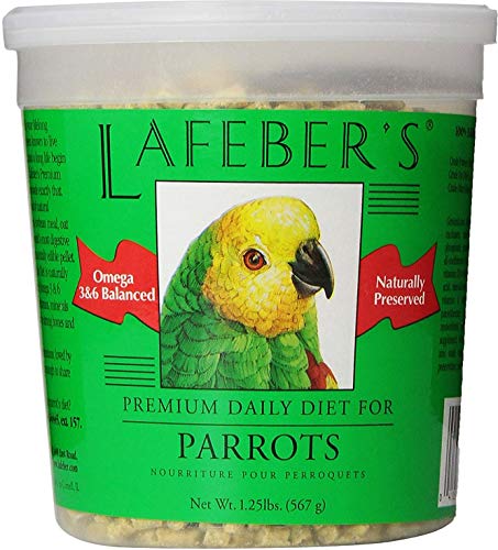 LAFEBER'S Premium Daily Diet Pellets for Birds, All Breed Sizes, 1.25 Pound Tub, Molasses Flavor