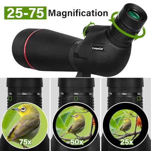 Image of 25-75x80 HD Spotting Scope for Bird Watching & Target Shooting, BAK4 Prism Angled Spotter Scope with Tripod & iPhone Adapter, Waterproof Fogproof Birding Scope for Hunting & Wildlife Viewing