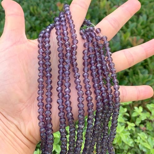Image of 200pcs Czech Faceted Rondelle Crystal Glass Beads 6mm Bulk Amethyst Purple