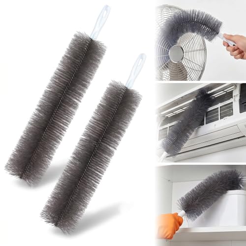 Image of Bendable Microfiber Head, Fan Cleaner Brush, Reusable Fan Brush Cobweb Duster Microfiber Duster Ideal for Ceiling Duster, Household Duster Curtains，Fan Cleaner for Box Fan (Gray-2Pcs)