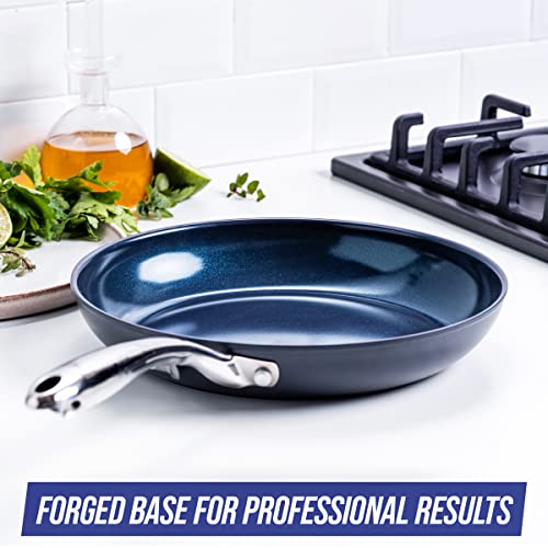 Image of Blue Diamond Cookware Hard Anodized Ceramic Nonstick, 10 inch Frying Pan Skillet, PFAS-Free, Dishwasher Safe, Oven Safe, Grey (Pack of 4)