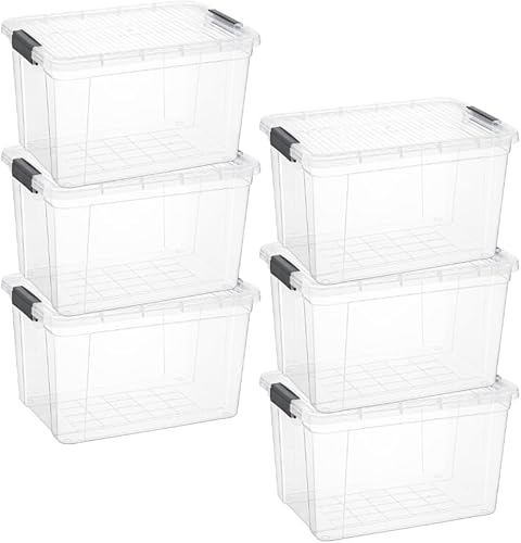 Miniatura 36 de Superio Cajas de almacenamiento transparentes con tapas, contenedores de plástico de 4.5 cuartos para organizar, cajas apilables, sin BPA, no